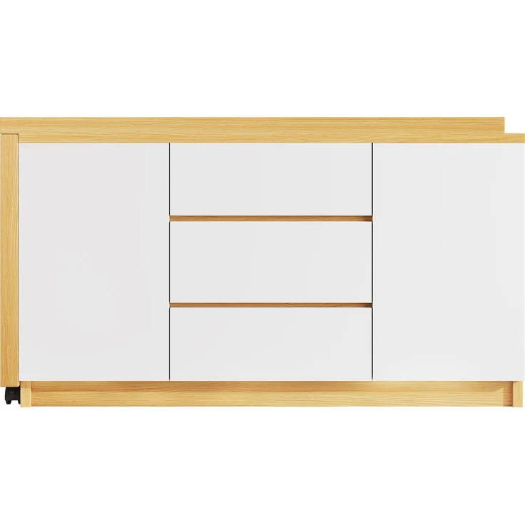 Schreibtisch mit feststellbaren Rollen – multifunktionales Design, 4 cm dickere, drehbare Tischplatte, fest arretierbar, weiß/Eiche, Faltbarer Schreibtisch, Eckschreibtisch, Sideboard,Dicke Materialie--Eiche, Weiß2--120x50x76.5cm--YOUDENOVA – Bild 6
