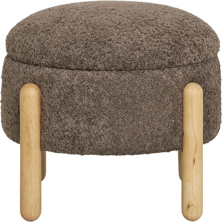 House Nordic Pouf mit Ablage, braun/natur, ø45x36 cm, HN1237 – Bild 2