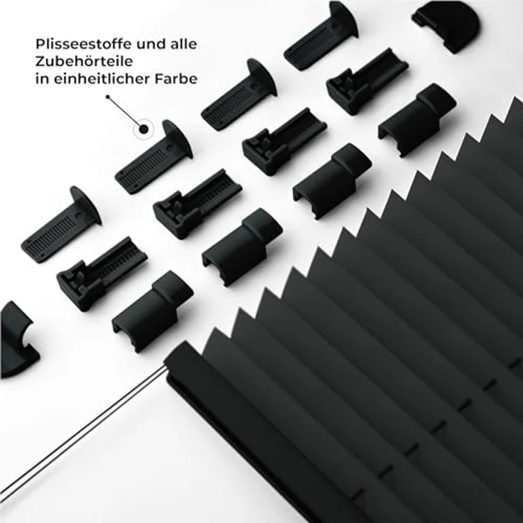 Sonello Plissee Klemmfix ohne Bohren 40x120 cm Schwarz Faltrollo Plisseerollo Jalousie für Tür & Fenster Blickdicht Sichtschutz Sonnenschutz Fertifplissee Rollo – Bild 2
