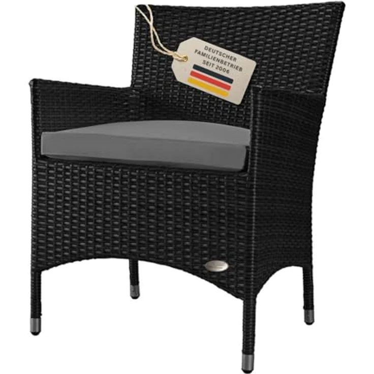 XXXL Rattan Stuhl Trento, Farbe Schwarz – Bild 2