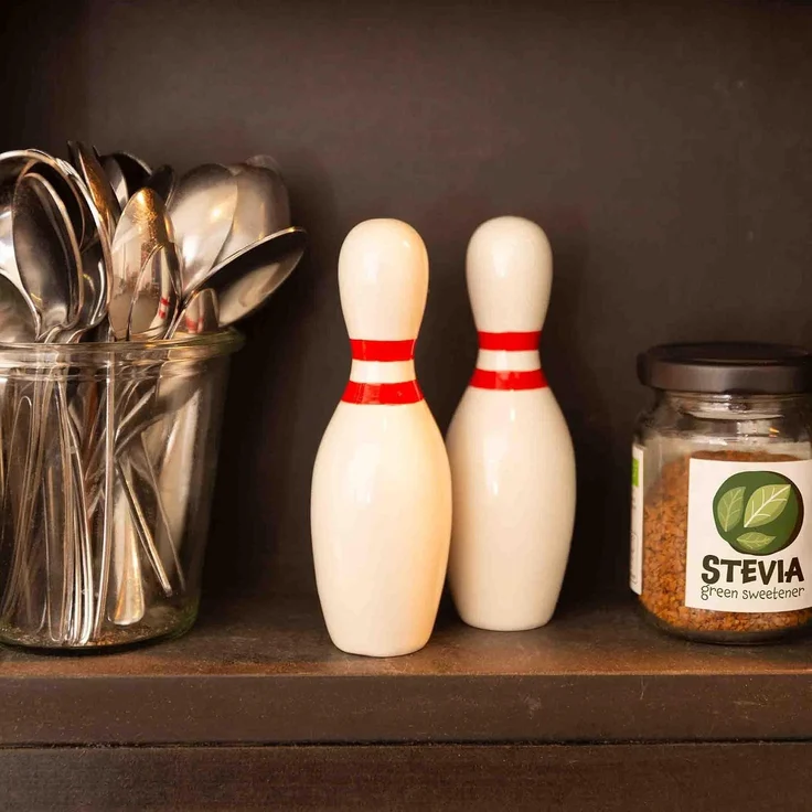 Donkey Salz- & Pefferstreuer Icons of Sport Bowling Pin Weiß, Rot – Bild 2