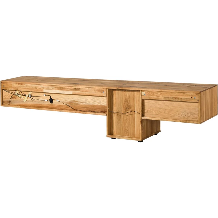 Lowboard Wildeiche 220x43x55 natur geölt / Glas weiß WIEN #107 – Bild 10