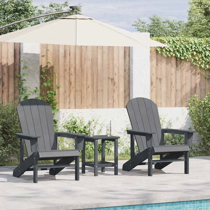 3er Set Gartenstuhl, Balkonstuhl Hellgrau Polyethylen – Bild 1