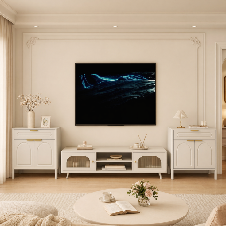 Sideboard 75 x 36 x 78,5 cm in Weiß mit Schublade und zwei Türen – Bild 4