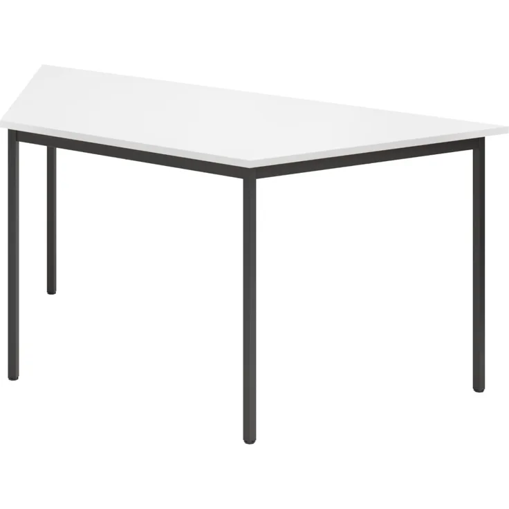 bümö Trapez-Tisch, Multifunktionstisch 160 x 69 cm in Weiß/Schwarz - Besprechungstisch, Konferenztisch, Meetingtisch, Mehrzwecktisch, Pausentisch für Besprechungsraum, Meetingraum, VT16-W-D