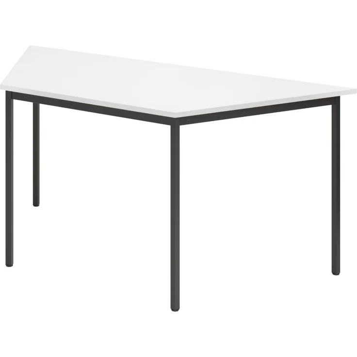 bümö Trapez-Tisch, Multifunktionstisch 160 x 69 cm in Weiß/Schwarz - Besprechungstisch, Konferenztisch, Meetingtisch, Mehrzwecktisch, Pausentisch für Besprechungsraum, Meetingraum, VT16-W-D – Bild 1