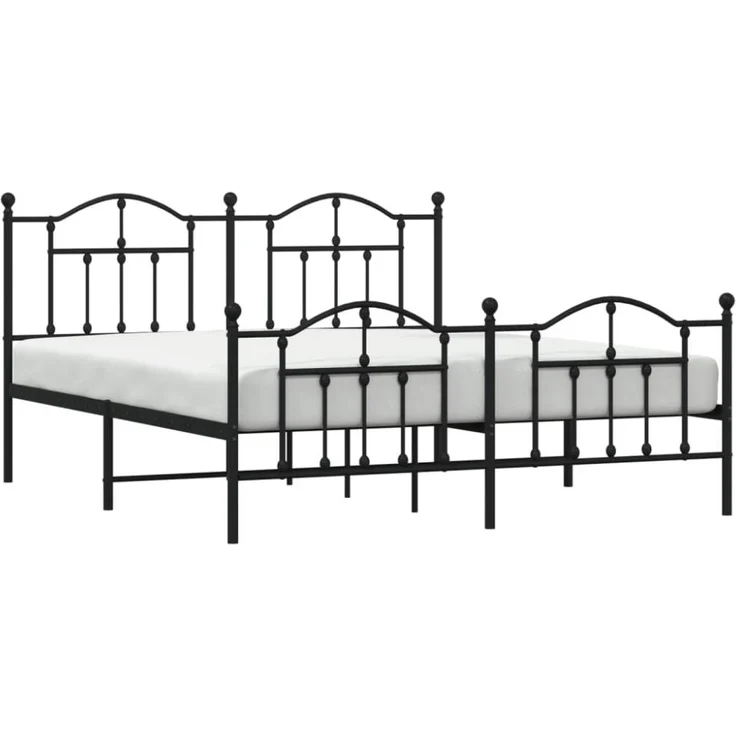 vidaXL Metallbett ohne Matratze mit Fußteil Schwarz 160x200 cm 353460 – Bild 5