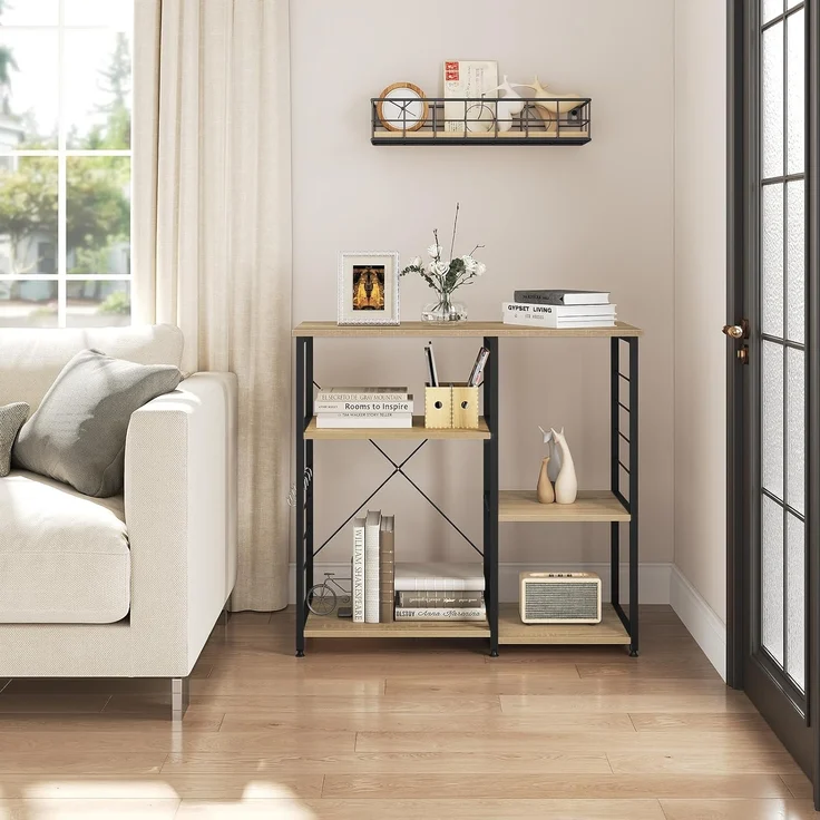 Woltu Küchenregal, 1-tlg, Standregal aus Metall & Holz mit 5 Ablageflächen – Bild 6