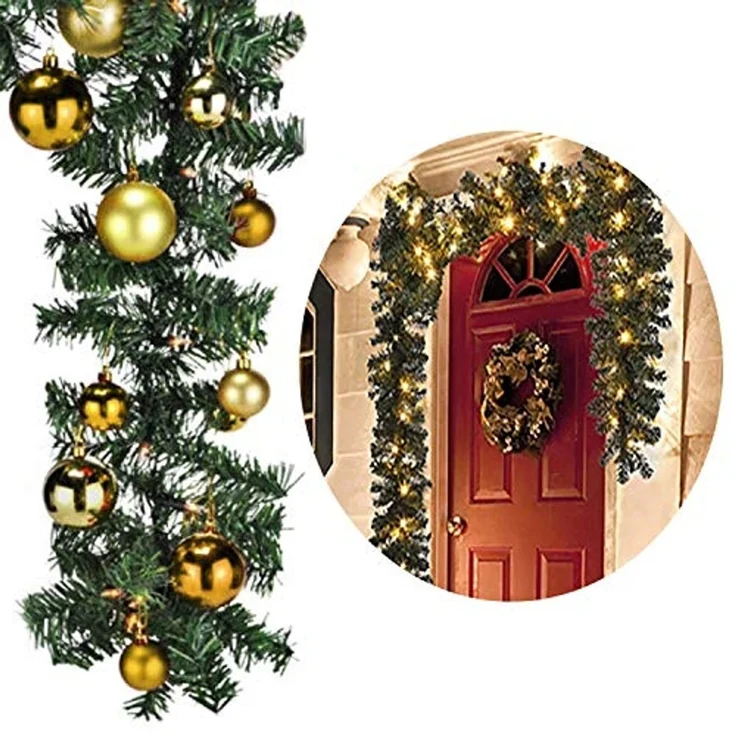 Mojawo Lichtervorhang XXL LED Tannengirlande 810cm mit 100 LED inkl. 60 Stück Baumkugeln – Bild 2