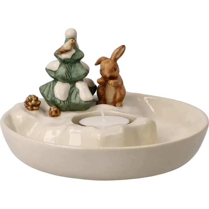 Goebel Windlicht Winterwald, Weihnachten, Teelichthalter, Steingut, H 9 cm, 66704301