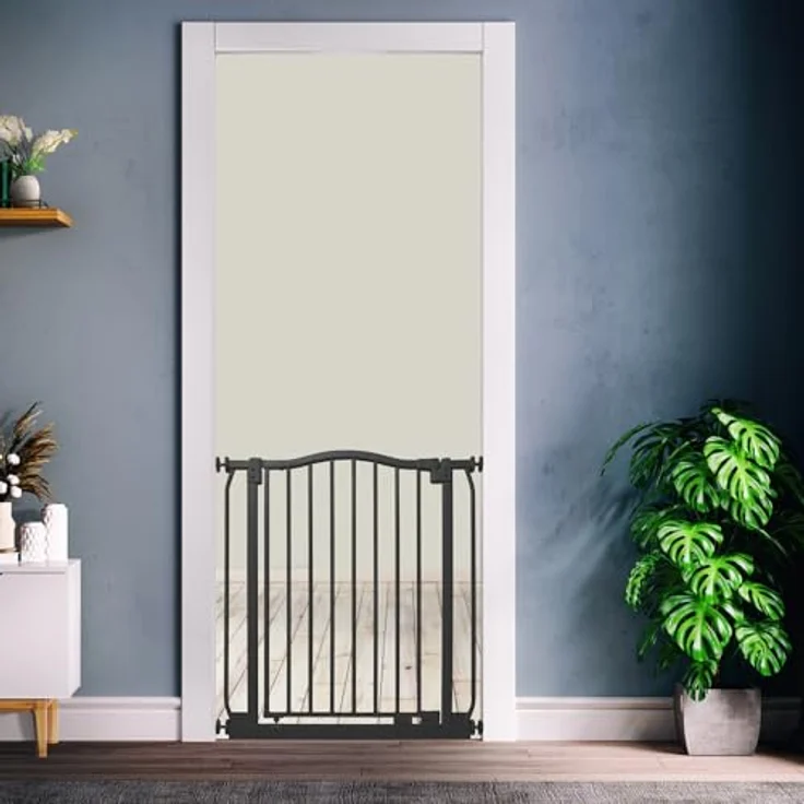 Safetots Treppenschutzgitter mit gebogenem oberen Teil, 71cm - 80cm, Mattschwarz, Treppenschutzgitter mit Druckbefestigung, Babygitter für Türen – Bild 9