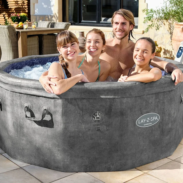 LAY-Z-SPA® Energiespar Whirlpool Carrara AirJet™ mit App-Steuerung, für 6 Personen, Ø 170 x 65 cm, Alabaster-Optik – Bild 2