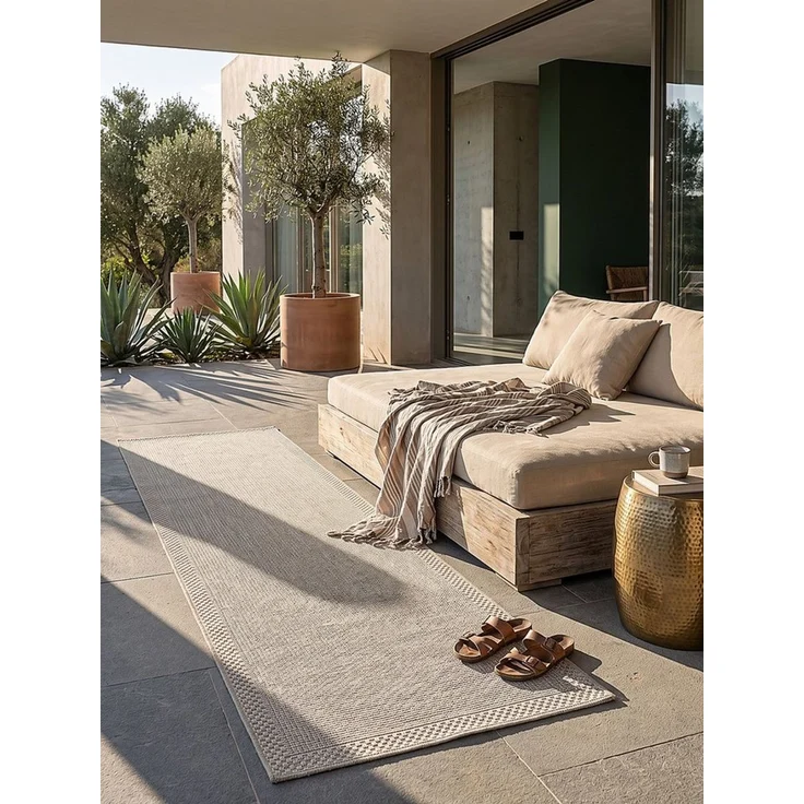 KADIMA DESIGN Teppich ESERA Teppichläufer Beige 80x150 Uni Polypropylen Wohnzimmer, Läufer, Höhe: 4 mm, Strapazierfähig, Pflegeleicht, Farbecht, Wetterfest, UV-beständig – Bild 2