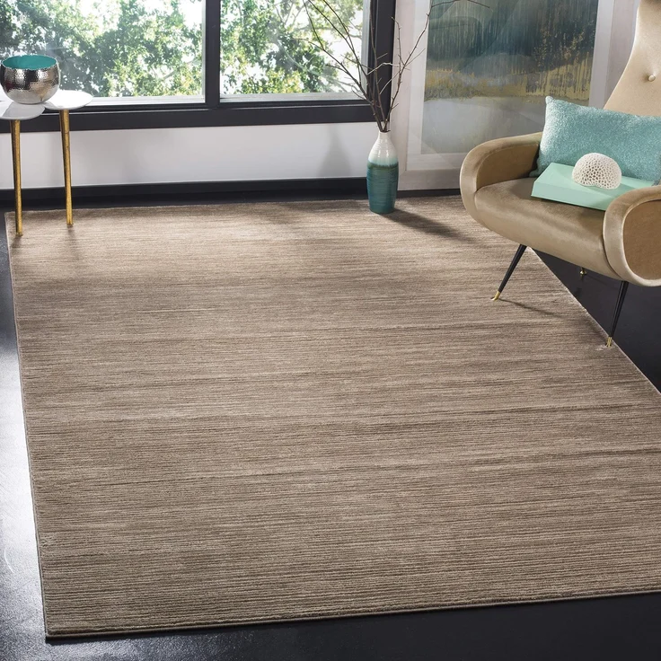 SAFAVIEH Modern Teppich für Wohnzimmer, Esszimmer, Schlafzimmer - Vision Collection, Kurzer Flor, Hellbraun, 183 X 274 cm