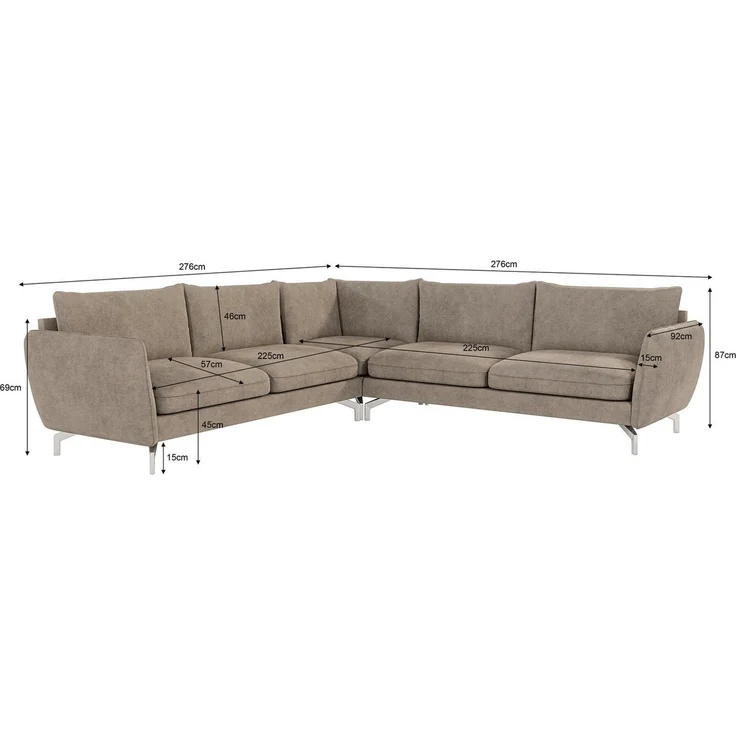S-Style Möbel Ecksofa Benita mit Silber Metall Füßen, Ottomane links oder rechts bestellbar, mit Wellenfederung – Bild 3