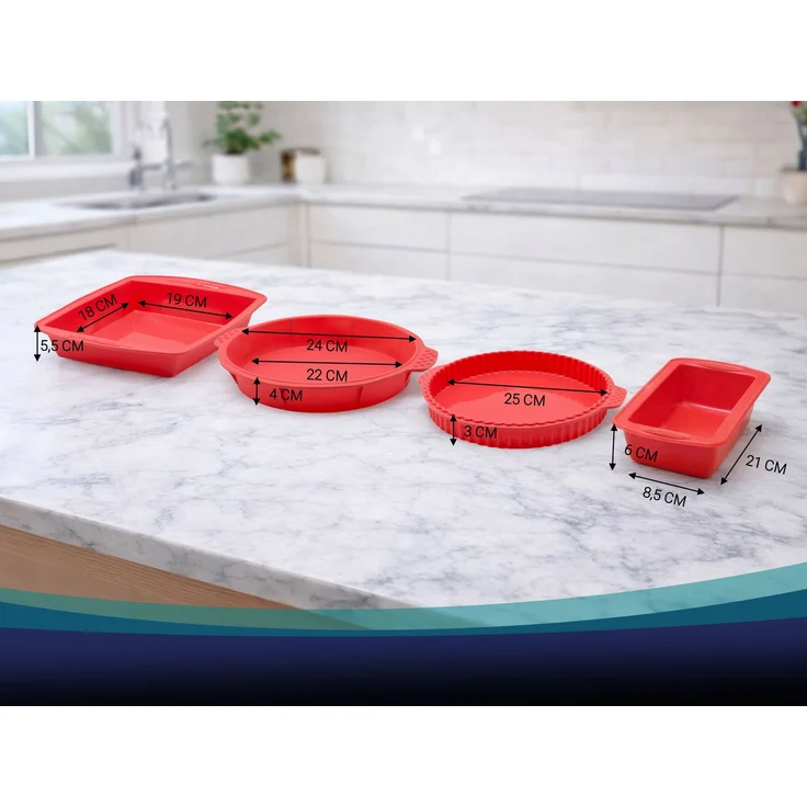 ZOLLNER 4er Set Backform aus Silikon, rot – Bild 3