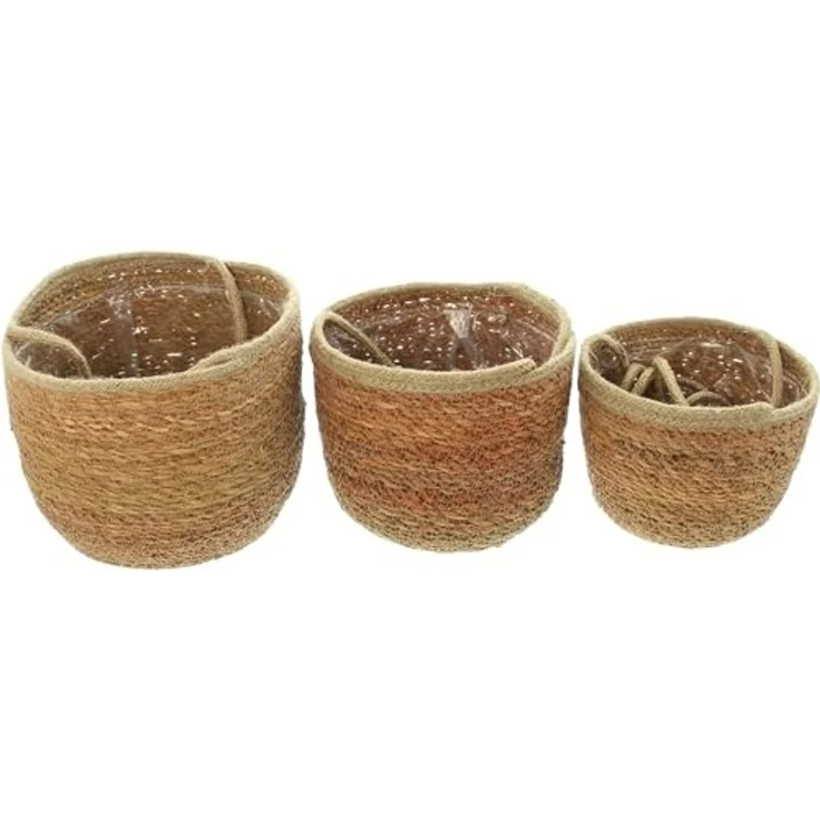 3x Pflanzenampel "Terra" aus Seegras, braun, Blumenampel, Hängeampel – Bild 2