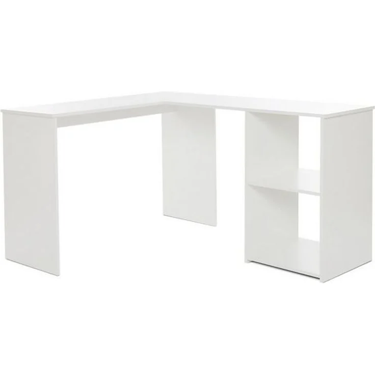 Mondeer Eckschreibtisch L-Computertisch, L-Förmig Schreibtisch mit 2 Ablagen, Weiß – Bild 4