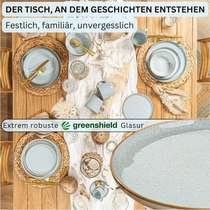 SÄNGER Tafelservice Rio Geschirrset (36-tlg), 12 Personen, Steingut, Handmade, Blau, Erweiterbar, VALUE COLLECTION – Bild 2