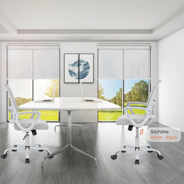 Sweetcrispy Bürostuhl Ergonomisch, Schreibtischstuhl mit Lendenwirbelstütze, Verstellbaren Armlehnen Drehstuhl, Höhenverstellbarer Office Chair, Bürostühle Geeignet für Büro und Schlafzimmer (Grau) – Bild 7
