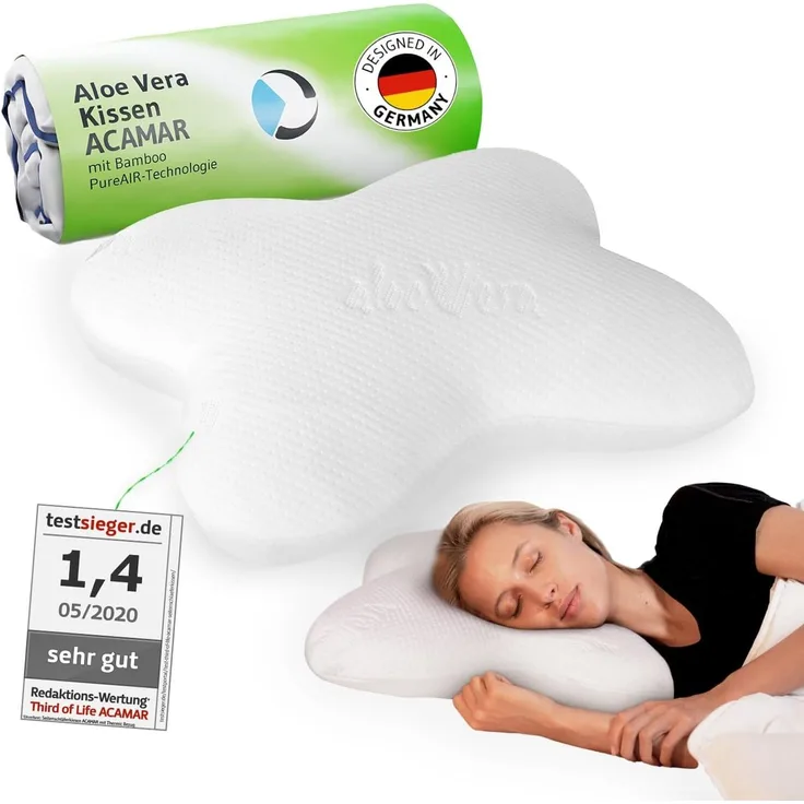 ACAMAR Seitenschläferkissen Schmetterlingsform + Aloe Vera Bezug