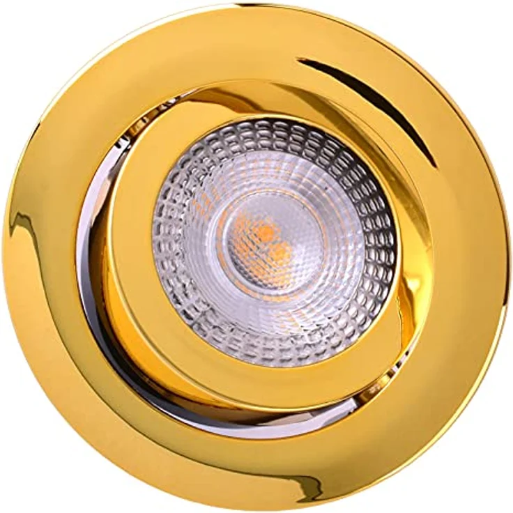 Maxkomfort K O M F O R T 6x LED Einbaustrahler Ultraflach 5W Gold, schwenkbar, warmweiß, 230V, 30mm hoch, 360 Lumen, langlebig – Bild 3