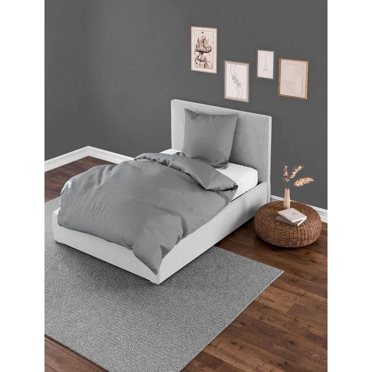 MONDO Bettwäsche ATIP, 135 x 200 cm, Anthrazit, Baumwolle, Interlock-Jersey, mit Reißverschluss – Bild 2