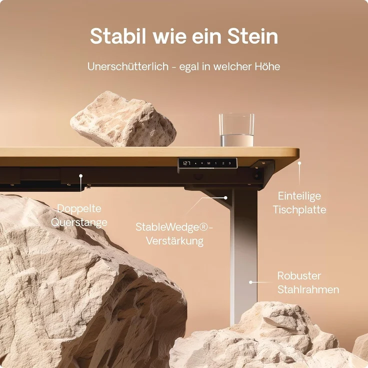 Höhenverstellbarer Schreibtisch - Höhenverstellbar Elektrisch mit Flüsterleisem Dual-Motor & Touchscreen - Hohe Tragfähigkeit - Stehtisch von Desktronic, Grau + Eiche, 180x80 cm – Bild 4