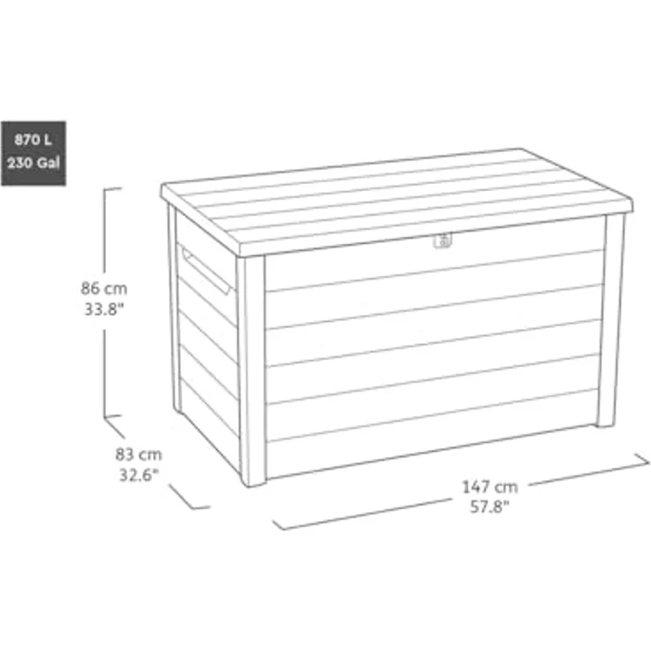 Keter Gartenbox "Ontario" 870L in Holzoptik 147x83x86 cm mit Gasdruckfedern – Bild 5