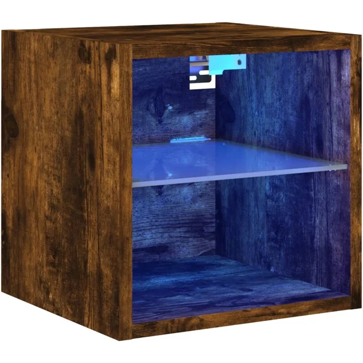 TV-Wandschrank, Fernsehschrank mit LED-Leuchten Räuchereiche 30x28,5x30 cm – Bild 2
