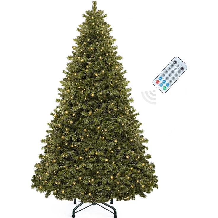YITAHOME 180cm Künstlicher Weihnachtsbaum mit 250 LED Beleuchtung, ca. 880 Spitzen, Naturgetreu Tannenbaum mit Klappsystem-Rahmen & Metallständer, Schnellaufbau für Zuhause Geschäfte, 182 x Φ110cm