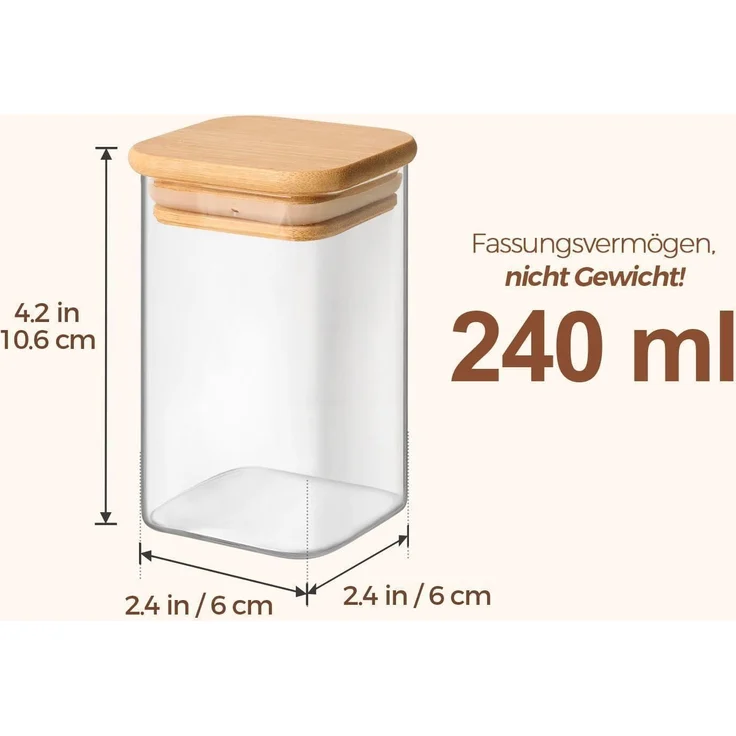 12er Set Gewürzgläser mit Bambusdeckel, 236ml, inkl. 275 Etiketten – Bild 3