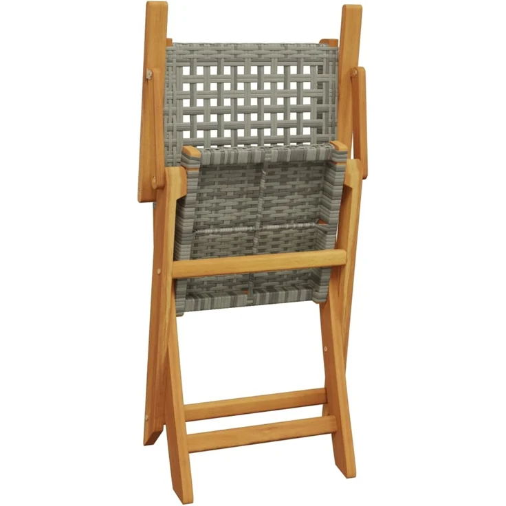 vidaXL Gartenstühle 8 Stk. Klappbar Grau Poly Rattan & Massivholz 3214561 – Bild 6