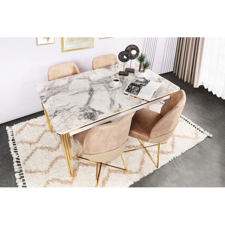 Skye Decor 'Madrid 913 V2' Stuhlset (2-teilig), Gold / Braun, 50 x 90 x 49 cm – Bild 5