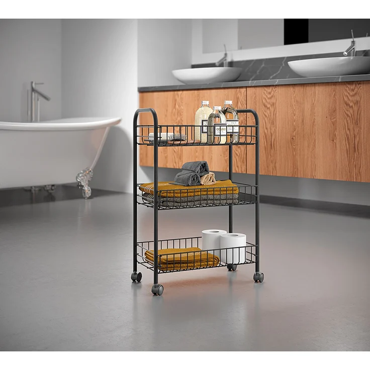 METALTEX 344403000 Lugano Lava Allzweckwagen 3 Etg. 41 x 23 x 63 cm TouchTherm, matt schwarz – Bild 4