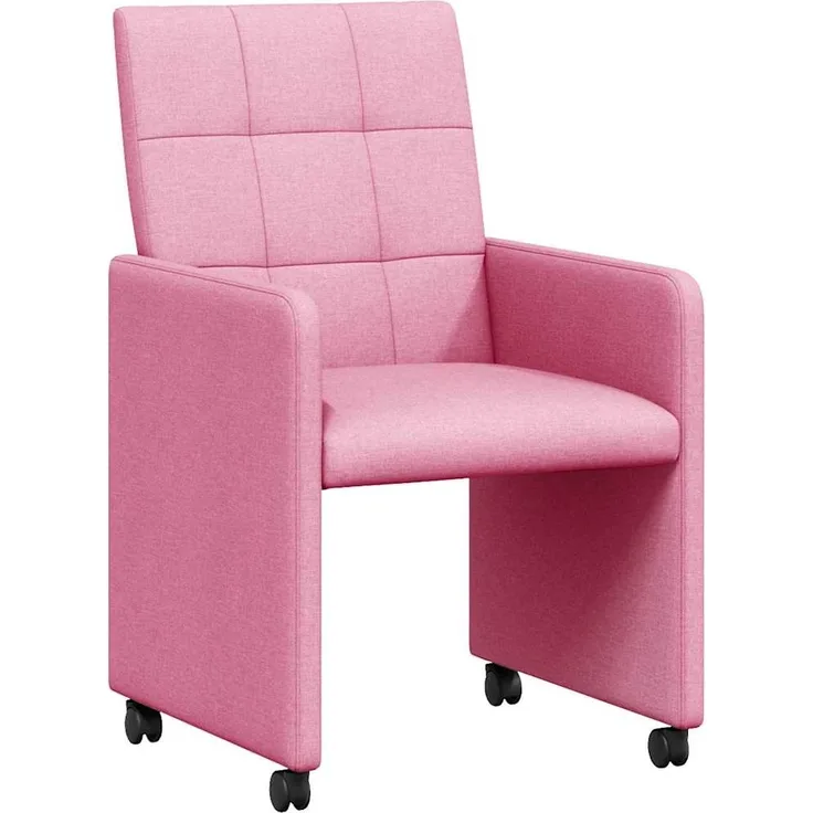 vidaXL Esszimmerstühle mit Rollen 2 pcs Rosa 58 x 65 x 94 cm Stoff 42017838