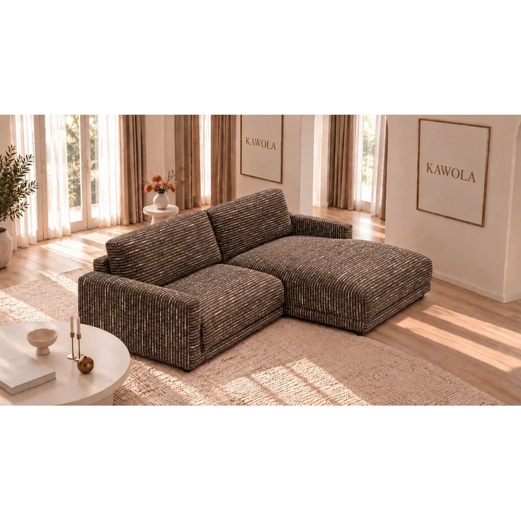 KAWOLA Sofa MARLIN Ecksofa Stoff braun Longchair rechts 80 x 168 x 262 cm – Bild 5