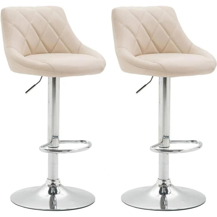 CLP 2er Set Barhocker Lazio Kunstleder höhenverstellbar und 360 Grad drehbar - Farbe:creme
