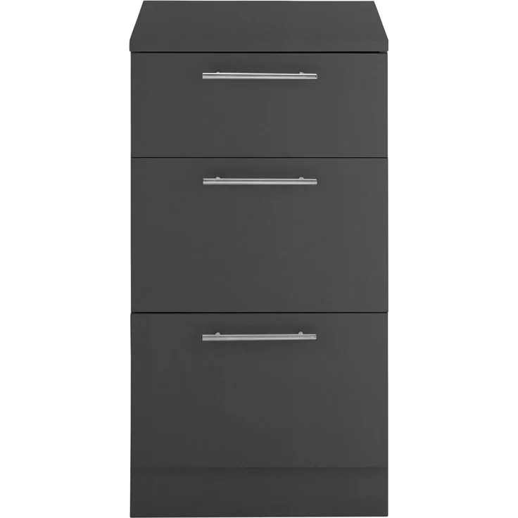XORA 'PRIMUS' Küchenschrank mit 3 Schubladen, Holznachbildung anthrazit, 50 x 92 x 68 cm, Stangengriff – Bild 2