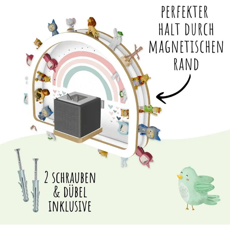 Holzura Kinderregal Tonie Regal Regenbogen mit magnetischem Rahmen für Toniefiguren – Bild 3