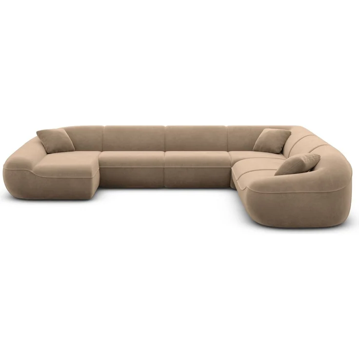 Polster Wohnlandschaft Solmare XXL U-Form - Samtstoff - Braun - Links – Bild 3