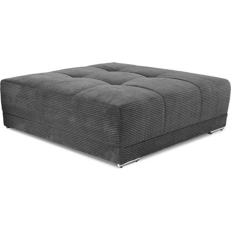 Polsterhocker XXL für Big-Sofa 120x120, Federkern Polstersitz in Cord Dunkelgrau