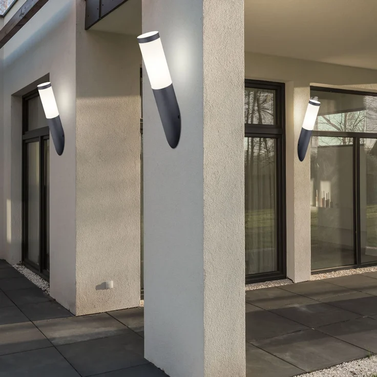 3er Set LED Fackel-Wandleuchte, Edelstahl anthrazit, H 40 cm – Bild 4
