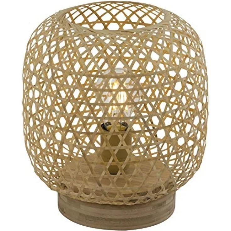 GLOBO Tischleuchte Wohnzimmer Tischlampe mit Schalter Schlafzimmer Bambus 15367T