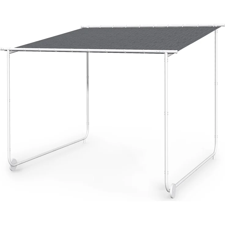 Nantes Pavillon Gazebo Sonnendach 3x3 m Polyester Stahlrahmen UV50+ Bodenrollen Dunkelgrau – Bild 2
