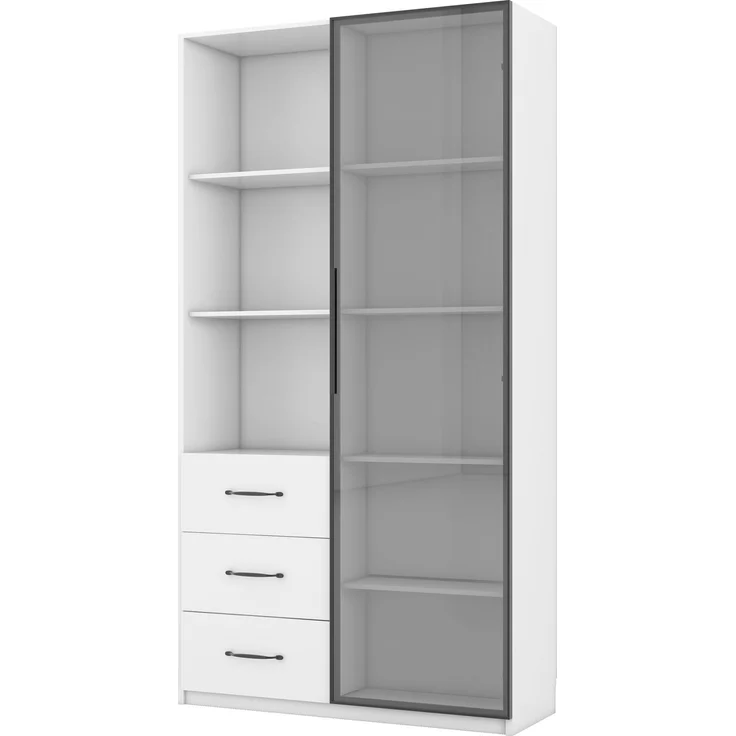 LED-Vitrine 80 x 40 x 160 cm aus Spanplatte mit Sicherheitsglastür, 3 Schubladen und 7-Farben-LED – Bild 5