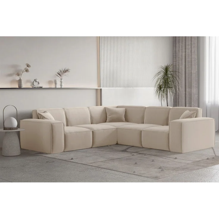 Fun Möbel Ecksofa Ecksofa Designersofa CELES PREMIUM Seite Universal in Stoff, Sofa Rücken echt bezogen – Bild 5