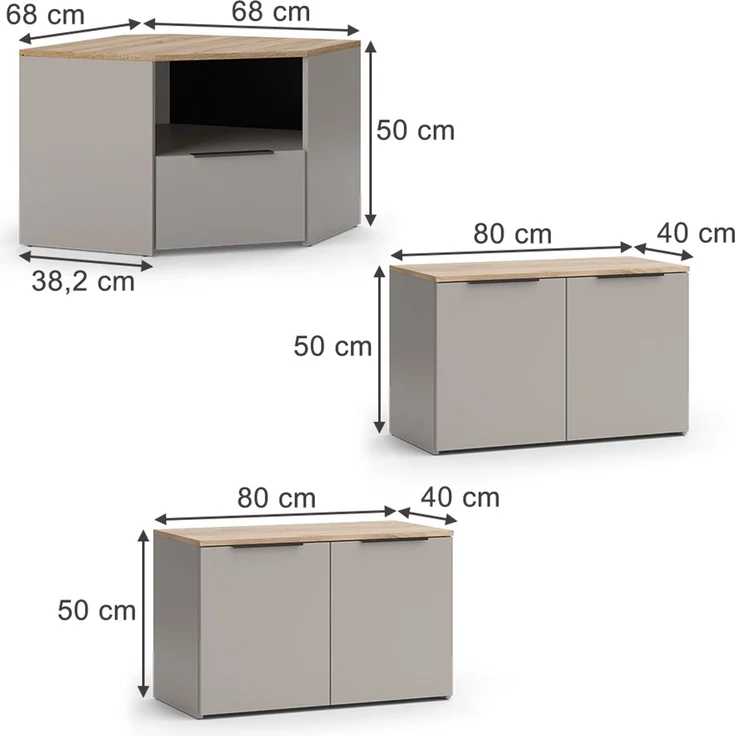 Wohnwand Wido Greige 3 Teile Vicco – Bild 2