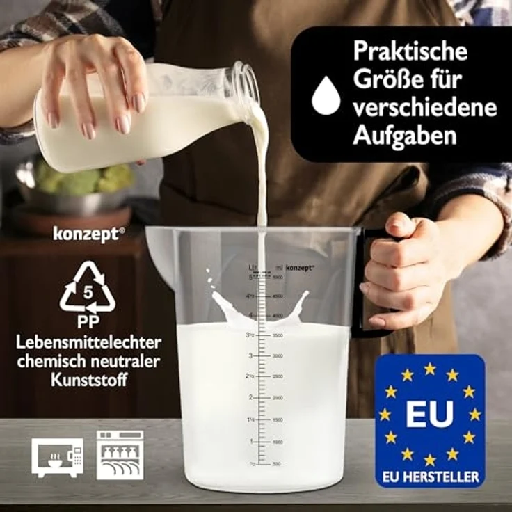 KONZEPT Messbecher Verschiedene Größen zur Wahl, (Litermaß, Kunststoff), Ideal für Küche, Garten, Werkstatt, Transparent – Bild 4