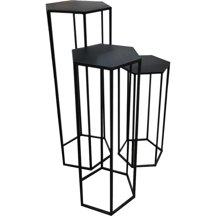 HOME DECO FACTORY Gigogne X3 Metall Schwarz Mobilier Schreibtisch Konsole Sellette Möbel Innenbereich, 60 x 30 x 26 cm